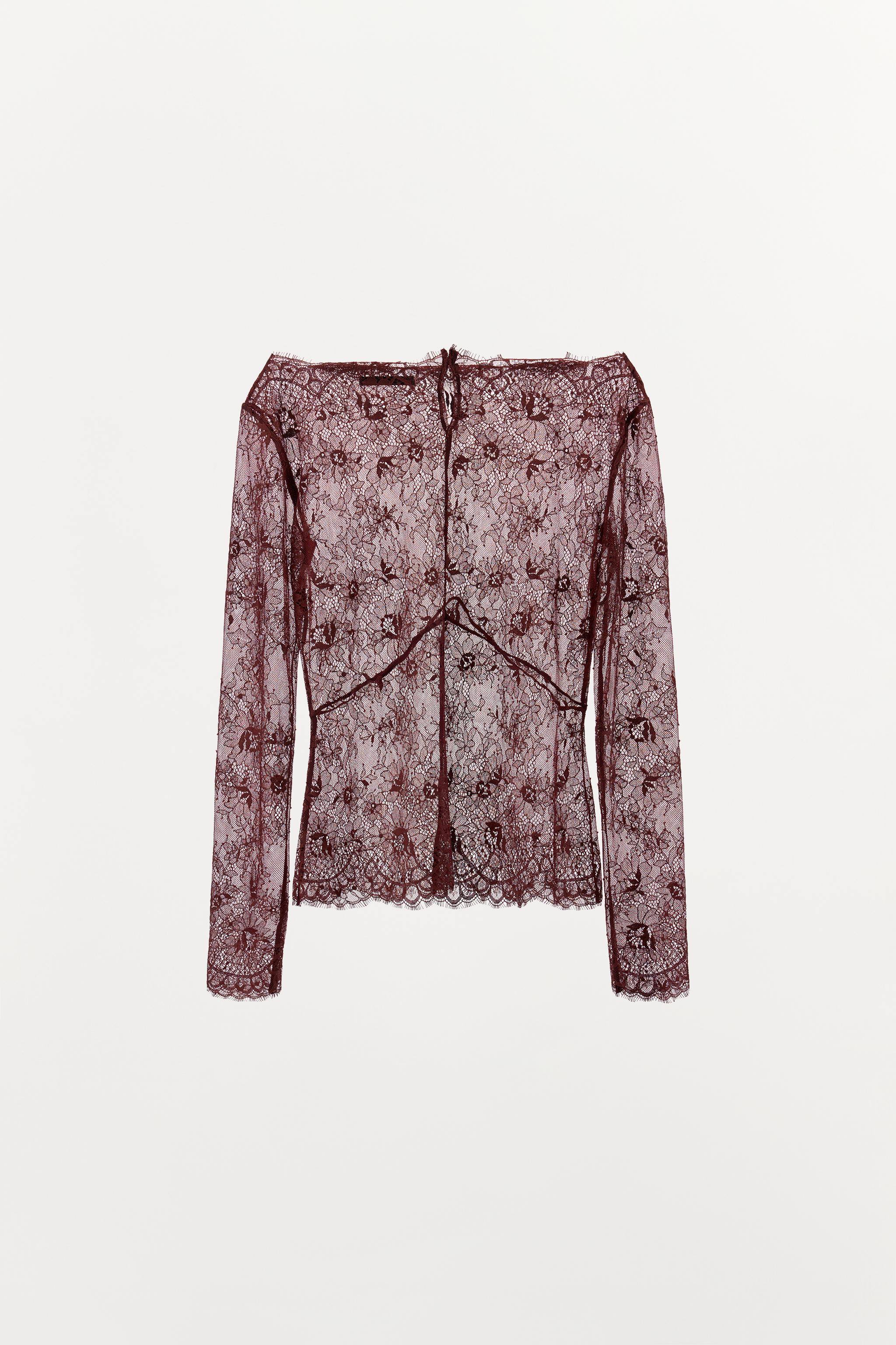 SEMI-SHEER LACE BLOUSE
